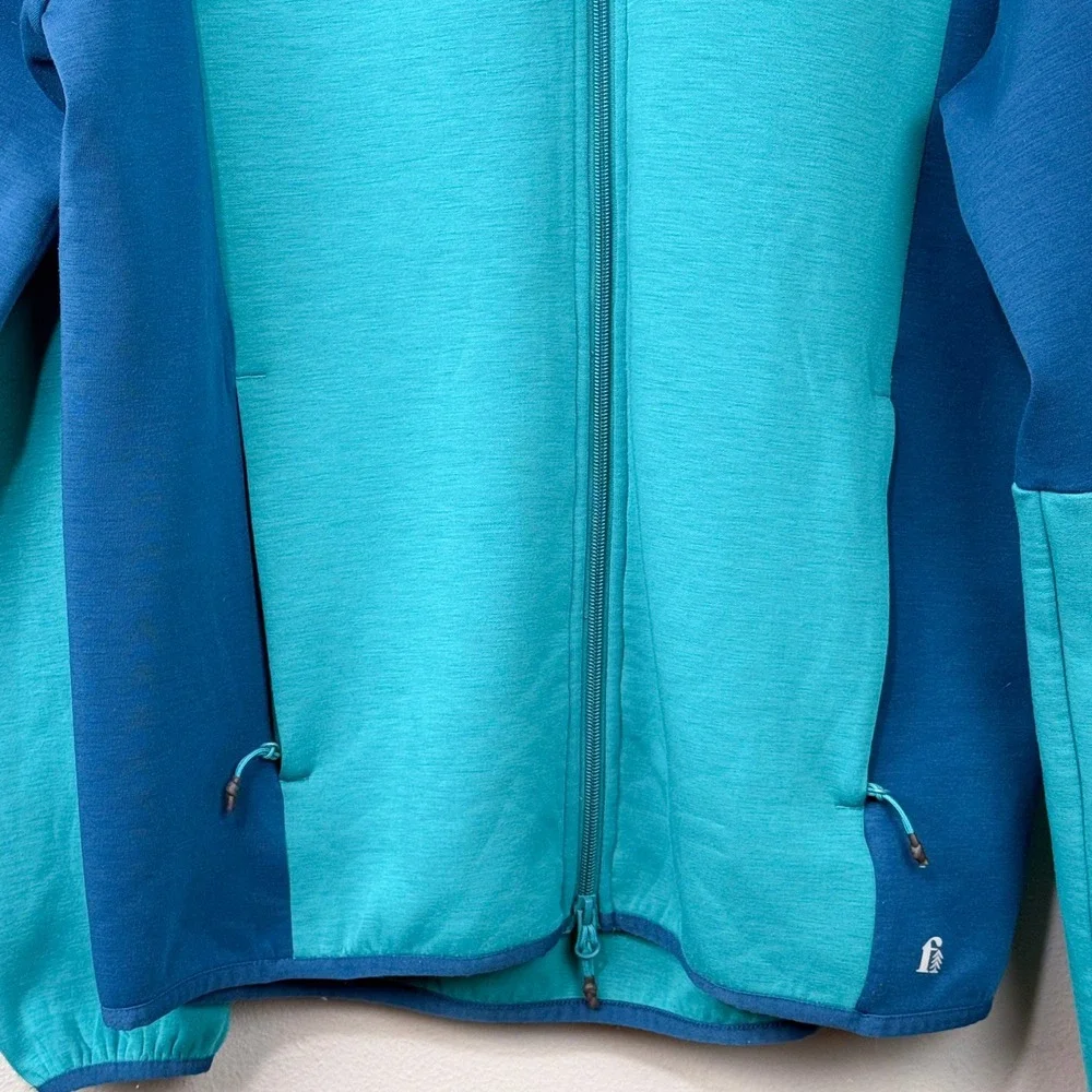 BONOBOS‎ Fielder Tech Fleece Hoodie Jacket Size S Teal Blue Knit Lightweight Zip